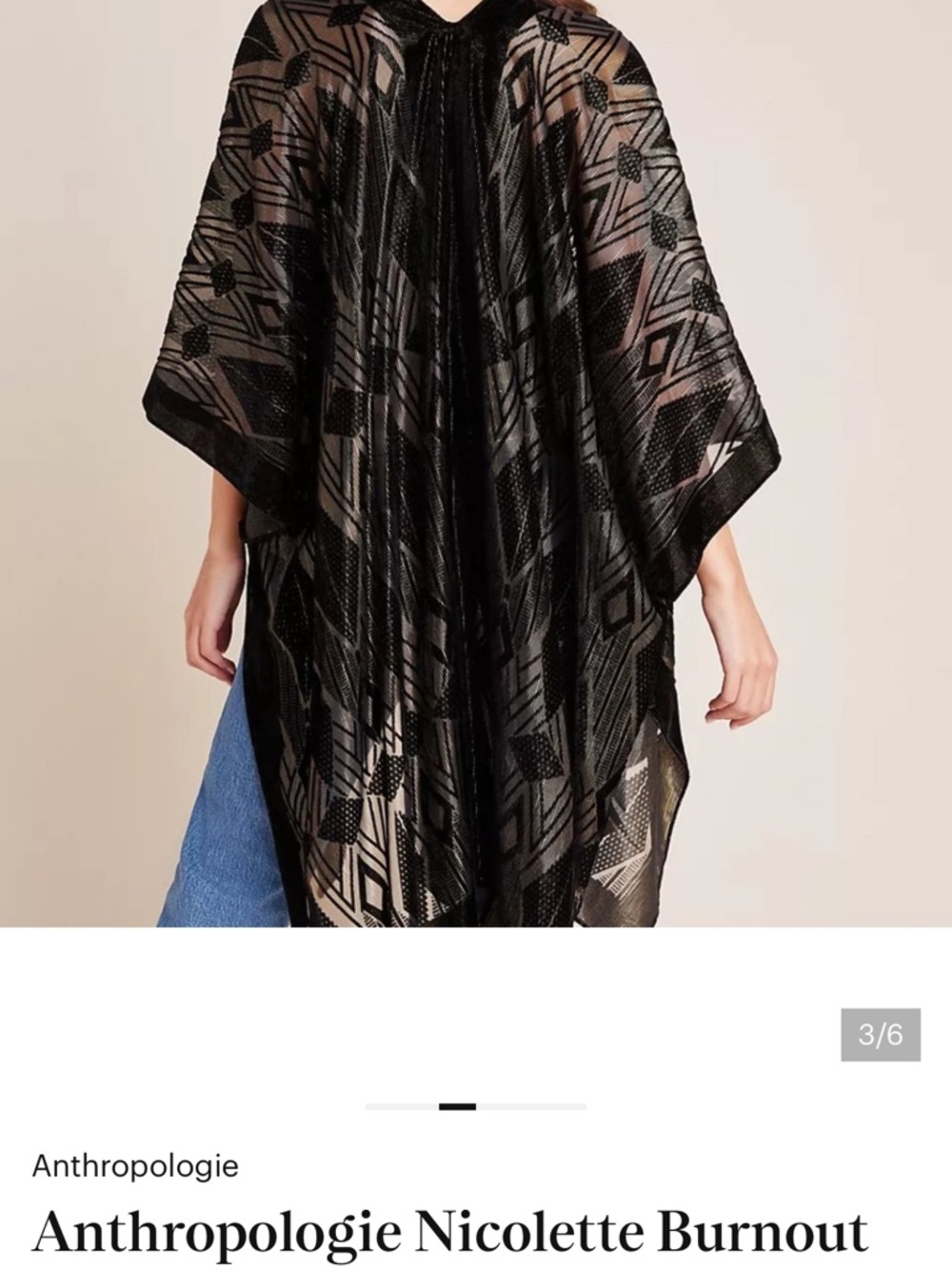 Anthropologie Black Metallic-Striped Kimono Wrap